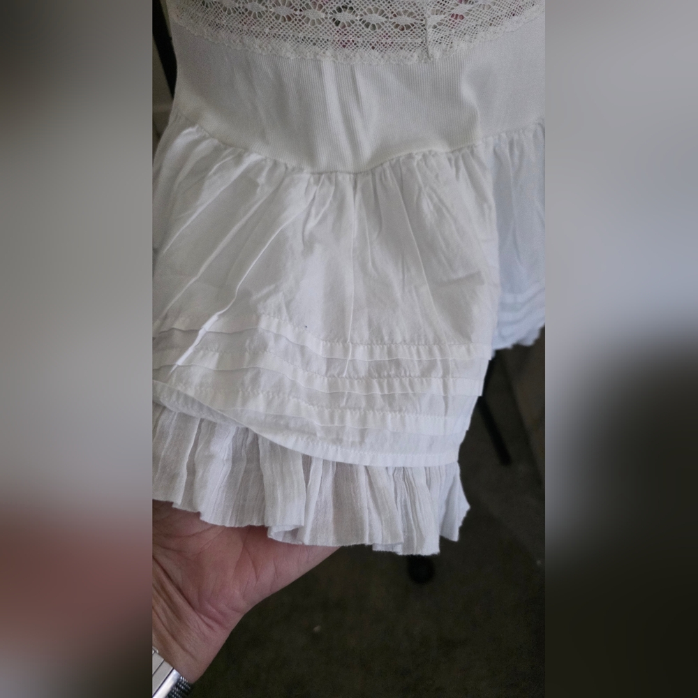 NWT Free People White Lace-Trim Spaghetti-Strap Mini Dress - Picture 5 of 11